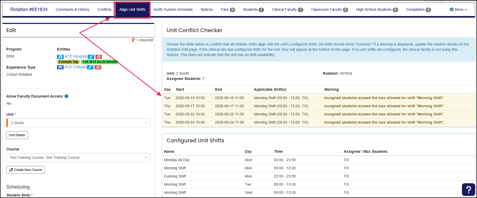 Unit conflicts checker highlighting unit conflicts.
