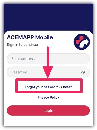 Sign-in screen with the Forgot your password? / Reset link highlighted.
