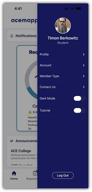 ACEMAPP Go Home screen side nav