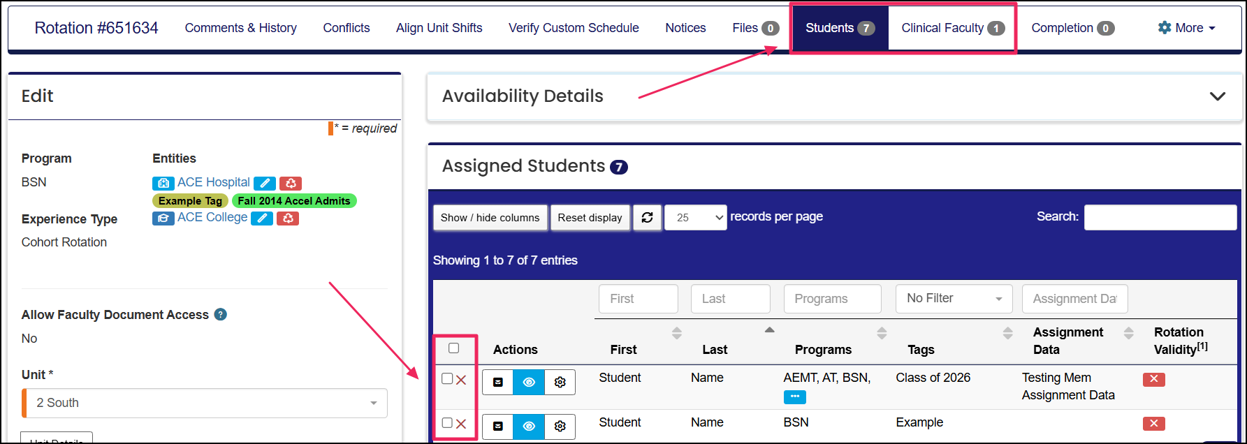 Assigned members list highlighting the Remove checkbox.